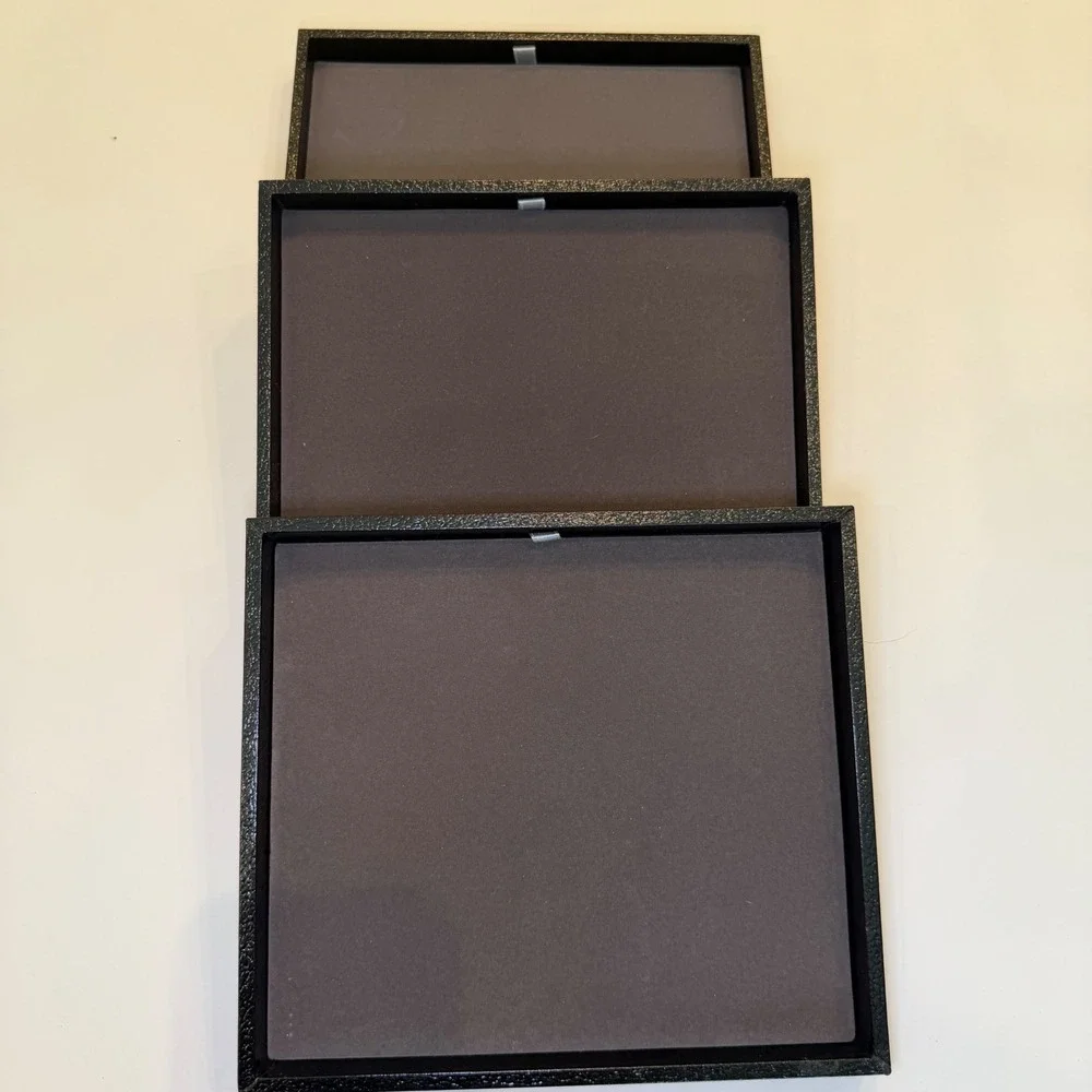 The Container Store Black Stackable Jewelry Tray Set 3pc Velvet Lined